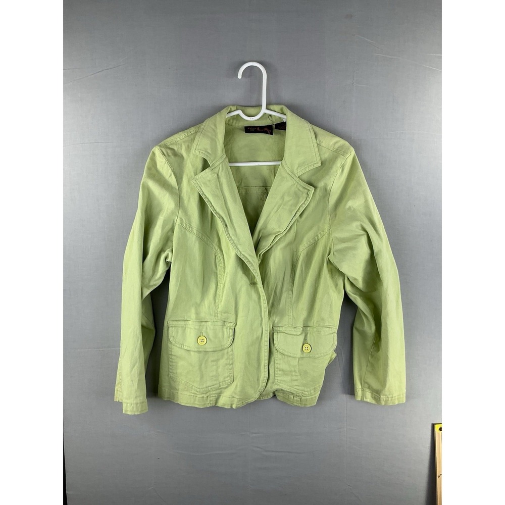 East of LA Women's Light Green Cotton Jacket Blazer Belted Back Size 1X